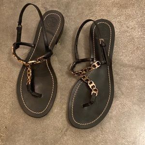 Black T strap Tory Burch sandals